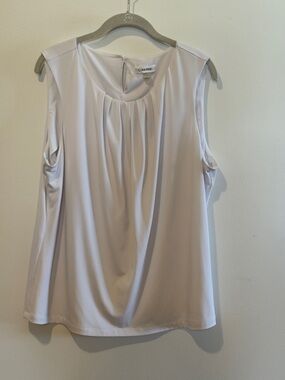 Calvin Klein Sleeveless Pleated Shell Top in White